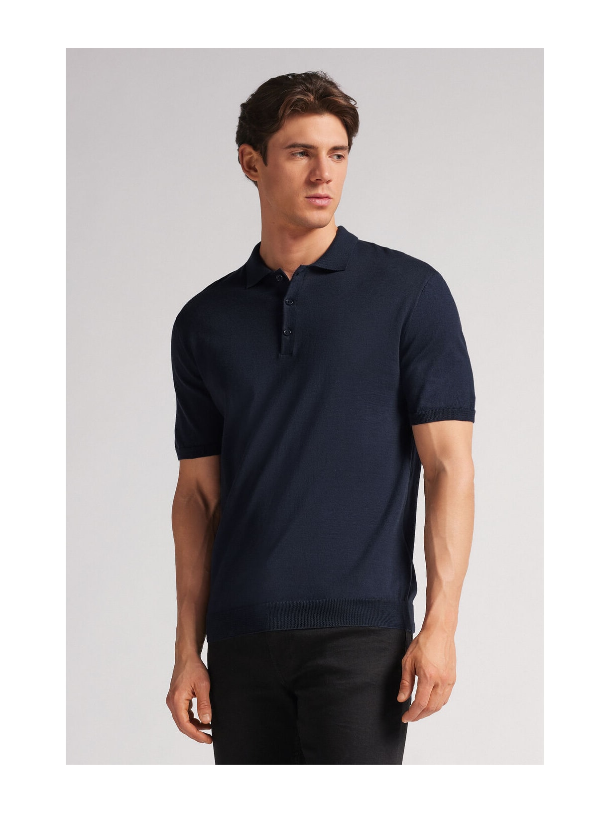 Camiseta Polo Em Algodão Azul Intimissimi