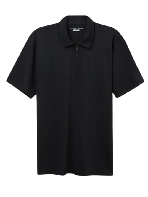 Camiseta Polo Em Algodão Premium - Preto