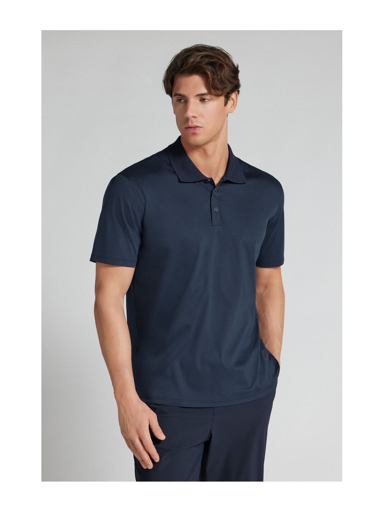 Camiseta Polo Em Algodão Premium Superlight Azul Intimissimi