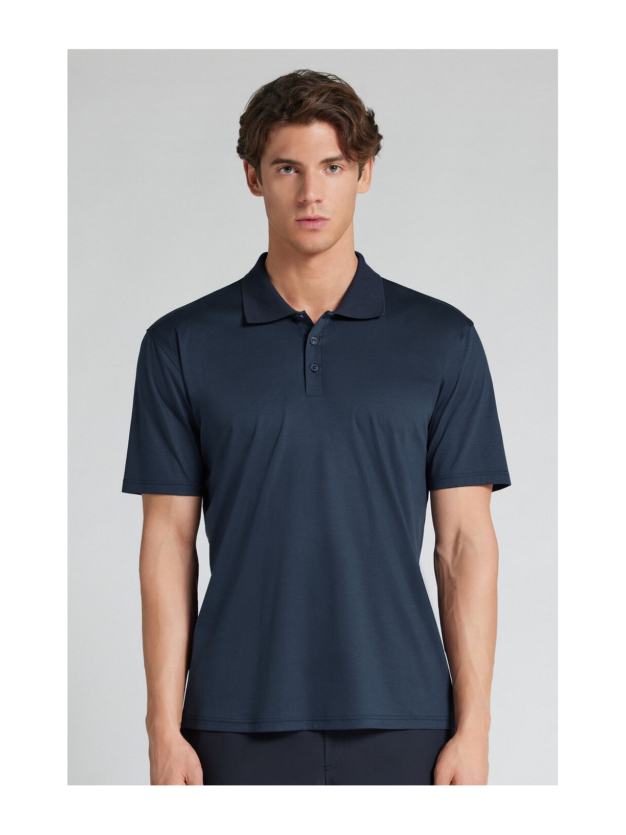 Camiseta Polo Em Algodão Premium Superlight Azul Intimissimi