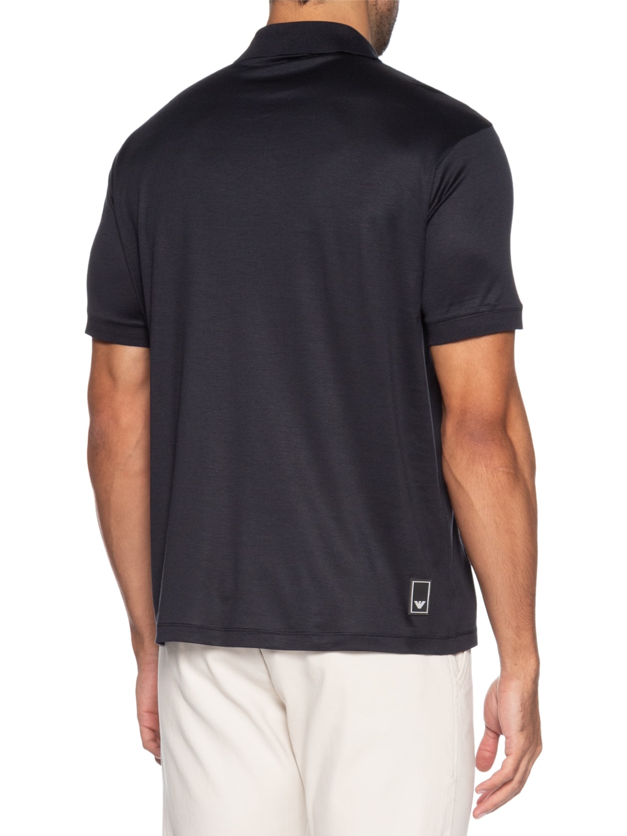 Camiseta Polo Masculina Travel Essential Lyocell-Blend Azul Emporio Armani