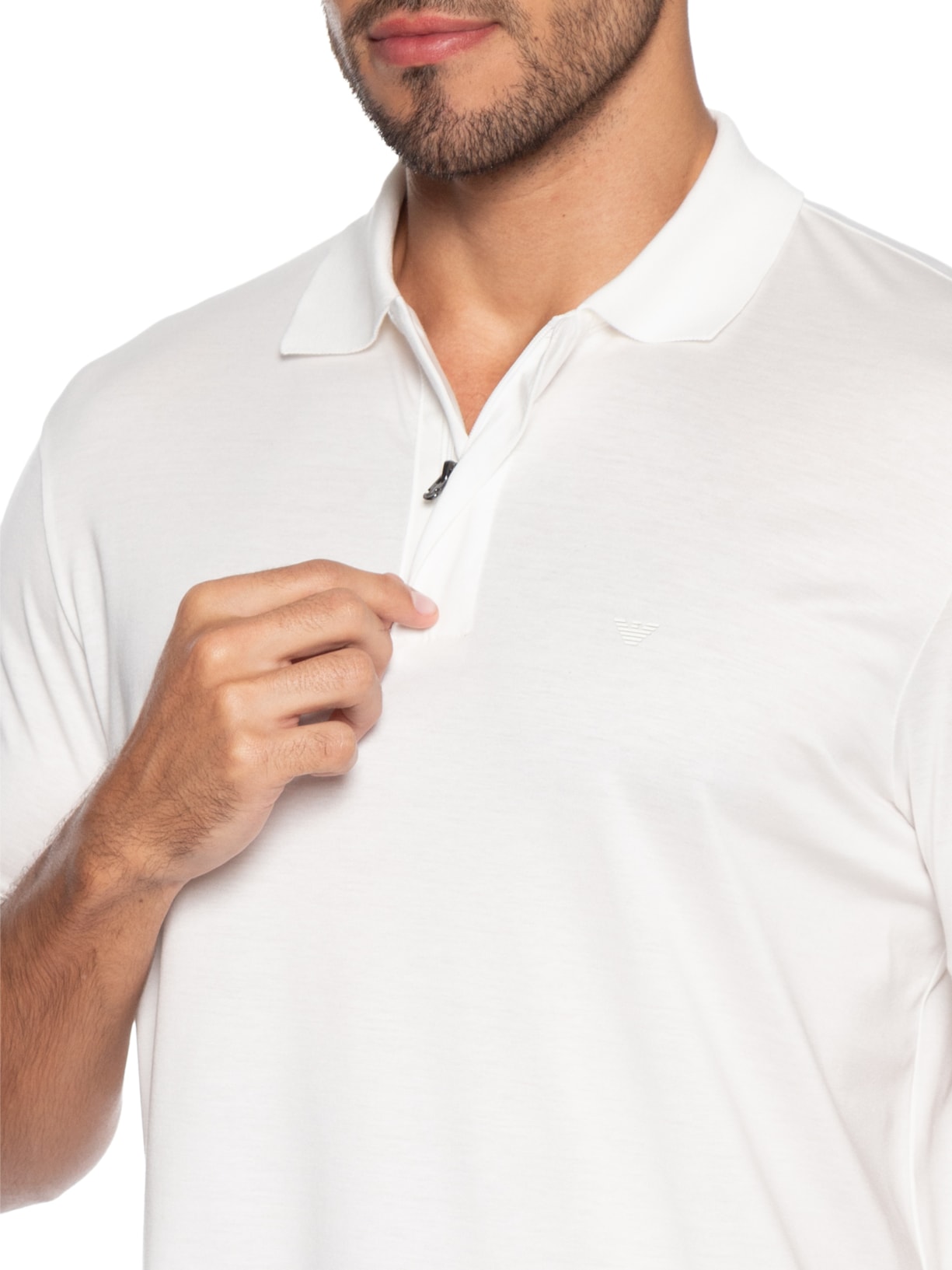 Camiseta Polo Masculina Travel Essential Lyocell-Blend Branco Emporio Armani