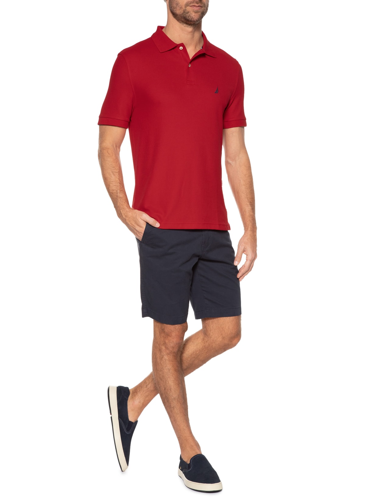 Nautica Camiseta Polo Masculina Vermelho