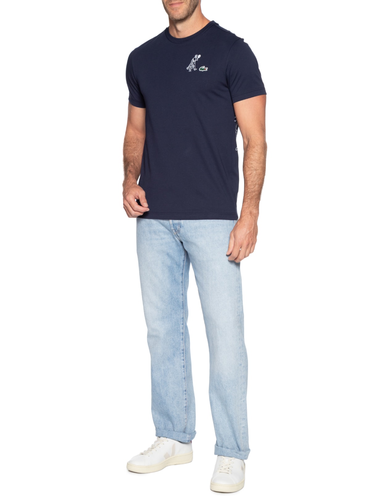 Camiseta Regular Fit Tech Jersey Heritage Azul Lacoste