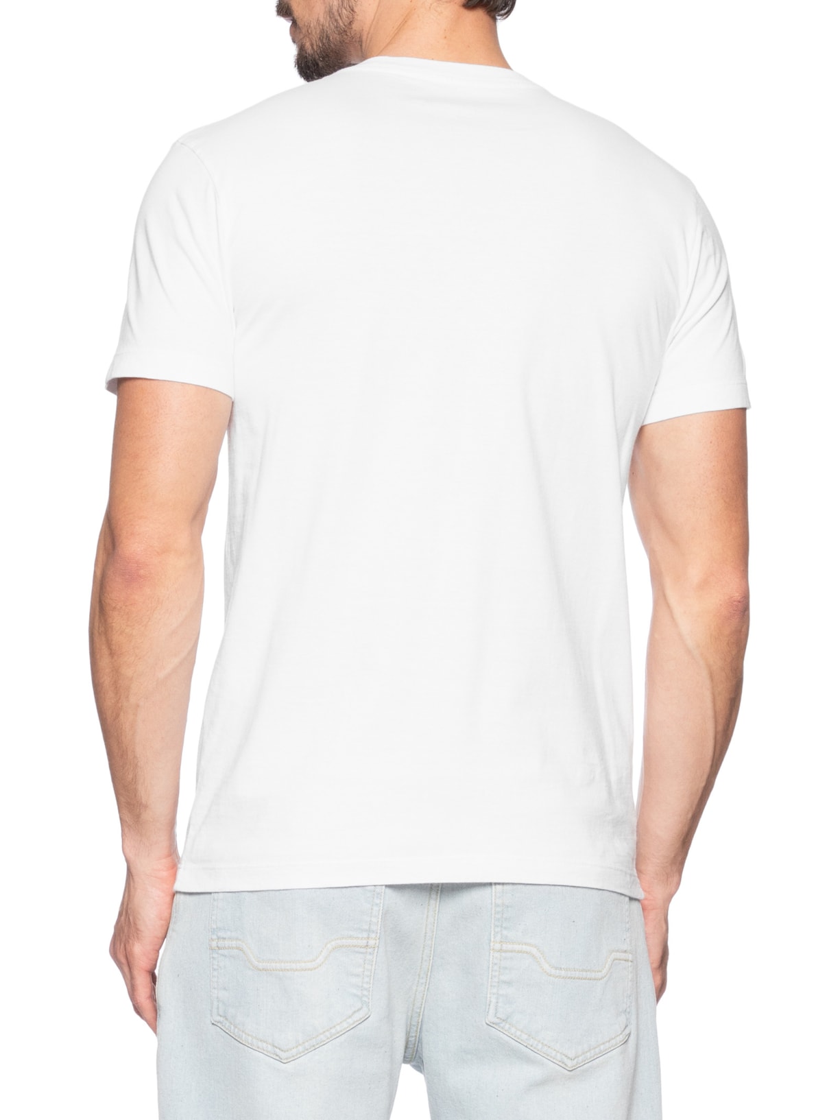 Camiseta Slim Vintage Tridente Madeira Branco Osklen