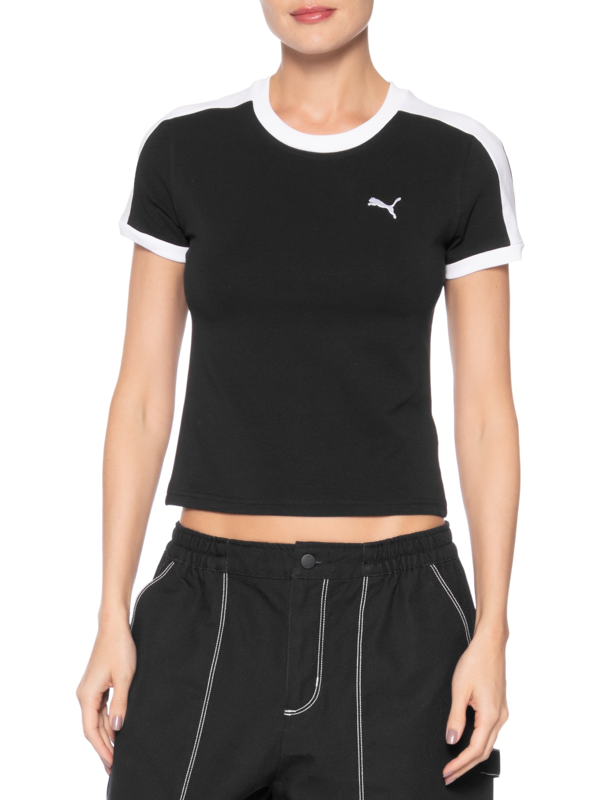 Camiseta T7 Slim Tee Feminina Preto Puma