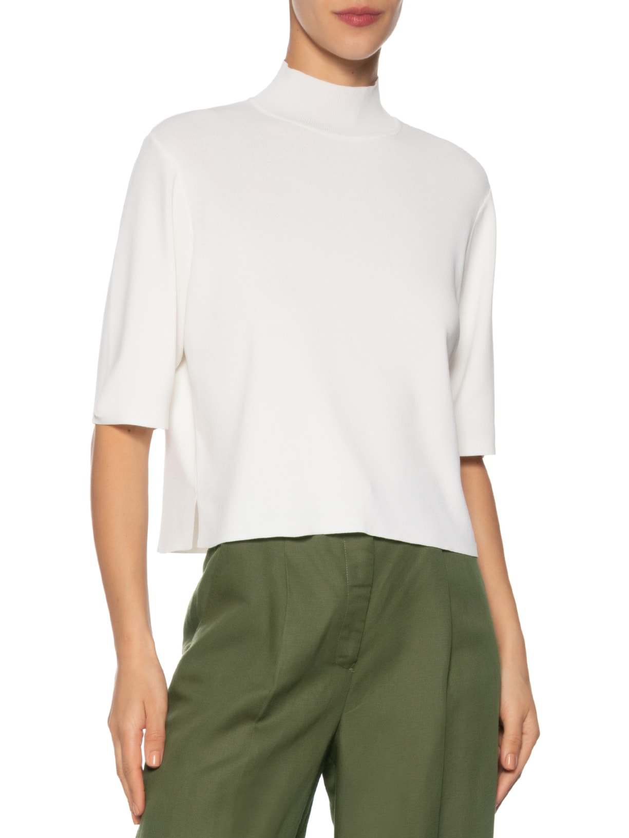 Camiseta Tricot Básica Gola Alta Color Off White Animale