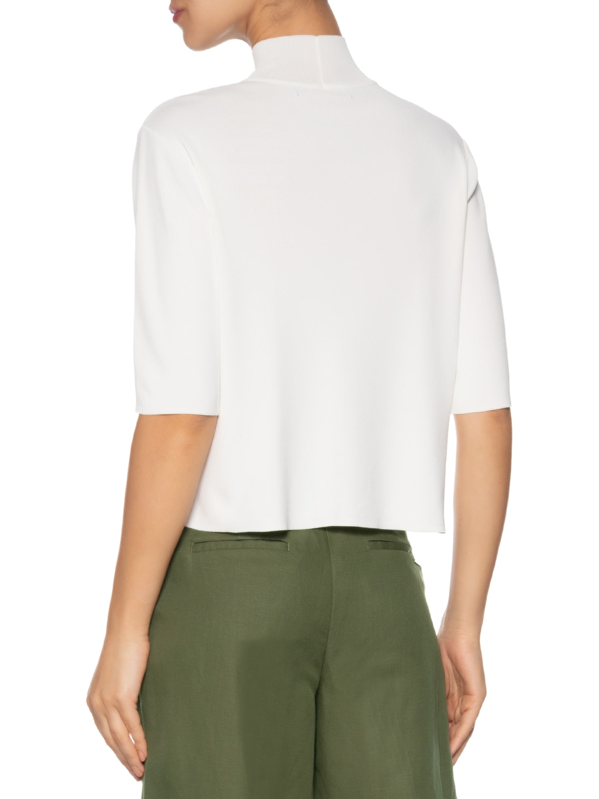 Camiseta Tricot Básica Gola Alta Color Off White Animale