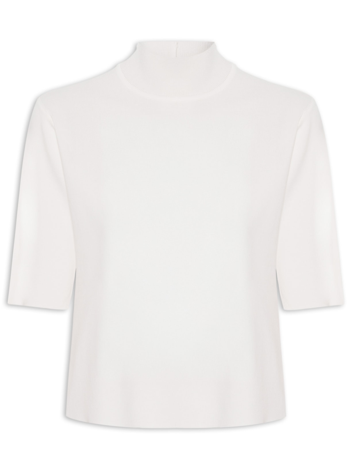 Camiseta Tricot Básica Gola Alta Color Off White Animale