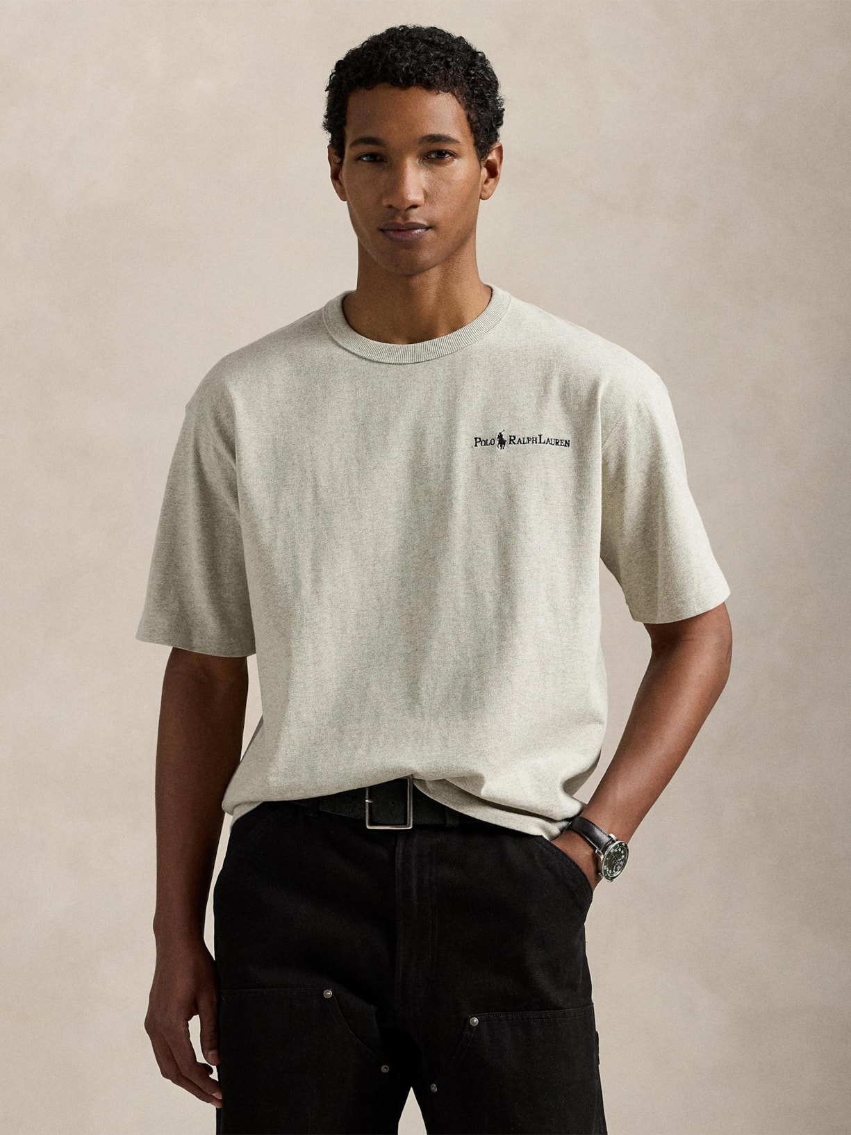 Camiseta Unissex Jersey Relaxed-Fit Chest Logo Cinza Polo Ralph Lauren