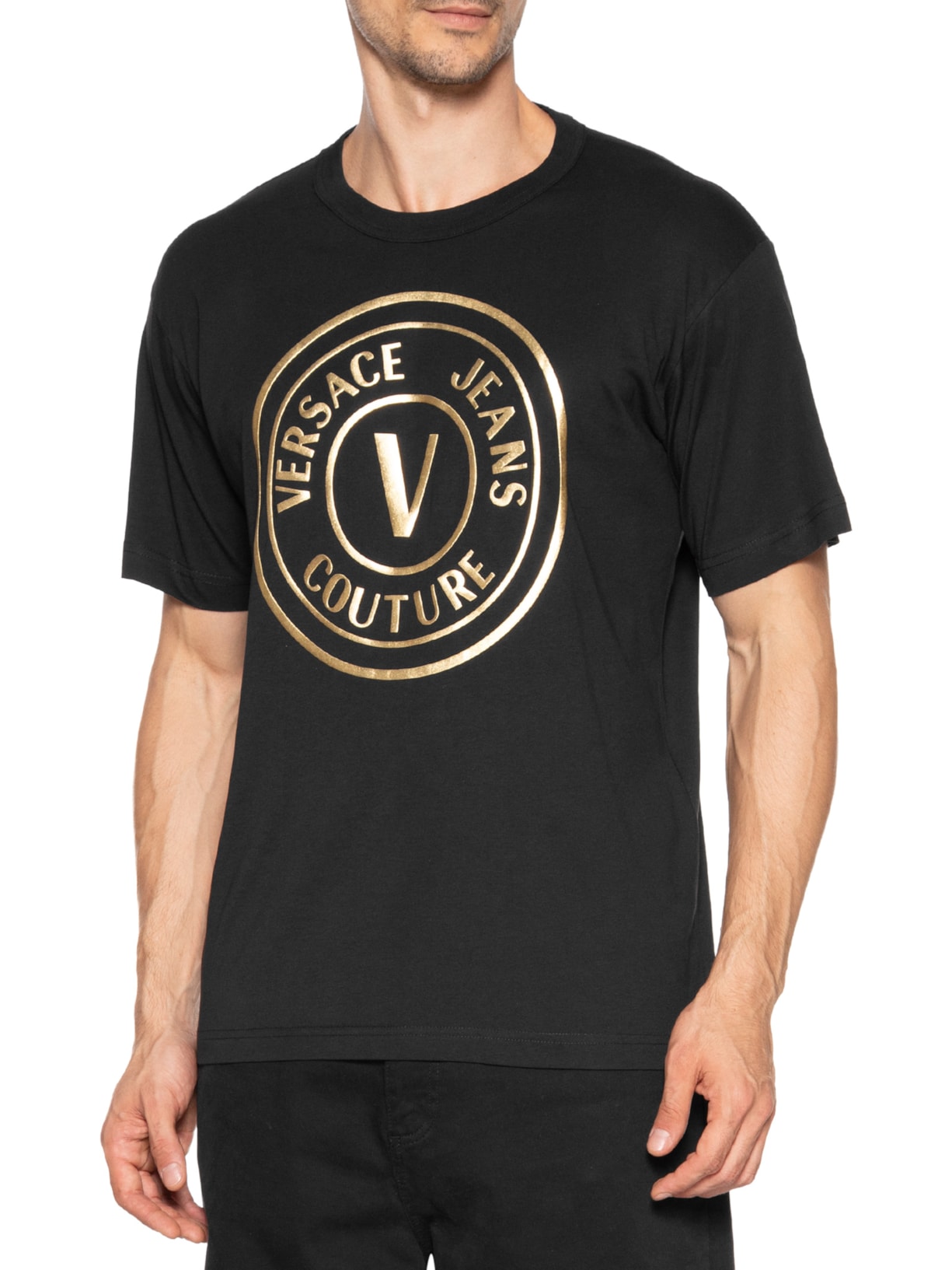 Camiseta V-Emblem Big Foil Preto Versace Jeans Couture