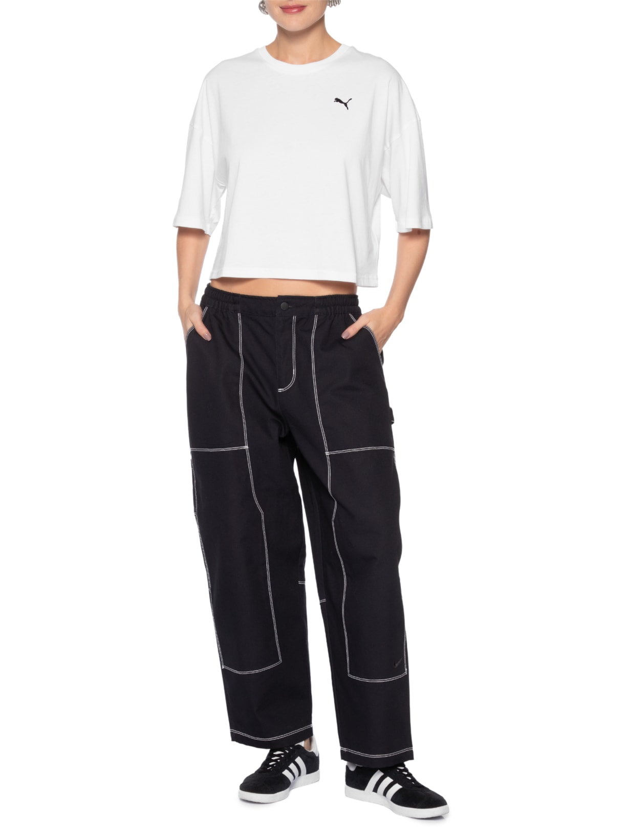 Camiseta Wardrobe Ess Oversized  Feminina Branco Puma