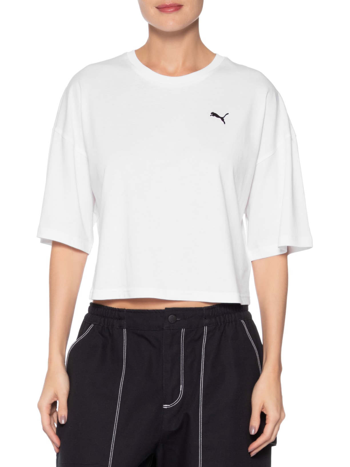 Camiseta Wardrobe Ess Oversized  Feminina Branco Puma