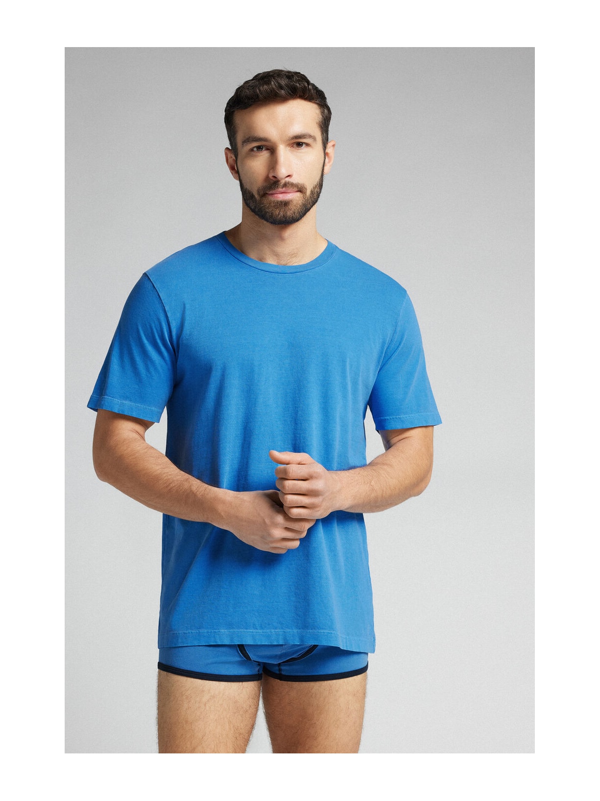 Camiseta Washed Collection Em Algodão Azul Intimissimi