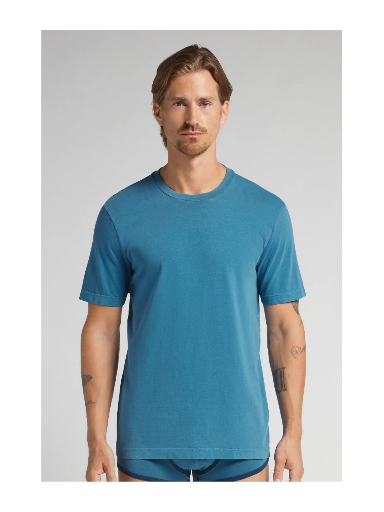 Camiseta Washed Collection Em Algodão Azul Intimissimi