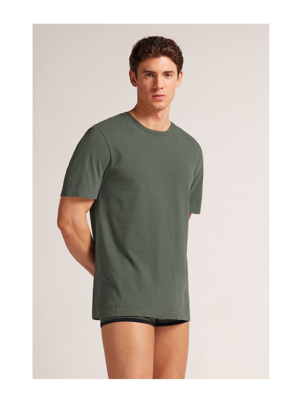 Camiseta Washed Collection Em Algodão Verde Intimissimi