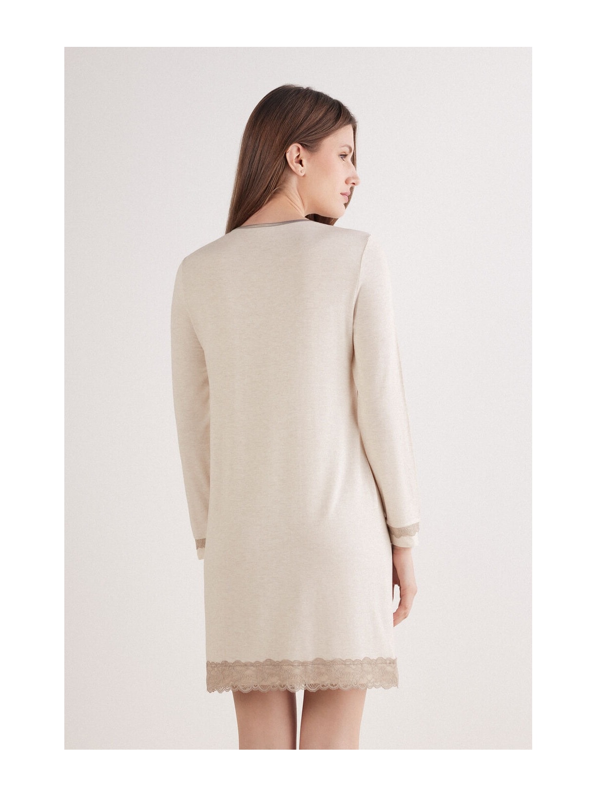 Camisola Aberta Com Detalhes Em Renda Off-White Intimissimi