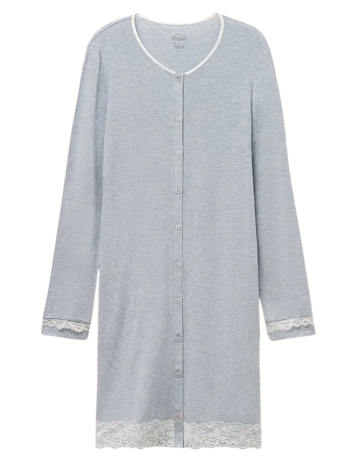 Camisola Aberta Na Frente Com Detalhes Em Renda - Azul