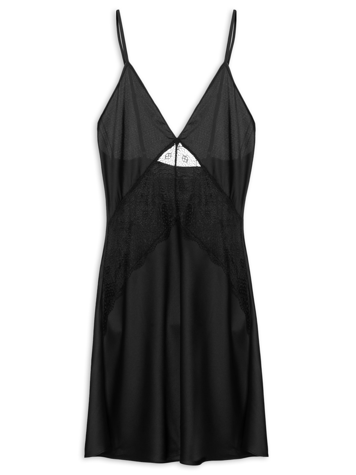 Camisola Alça Fina Cetim Florença Preto Jogê