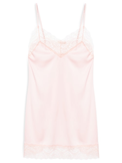 Camisola Alças Finas Em Cetim E Renda Love Stories Glow - Rosa