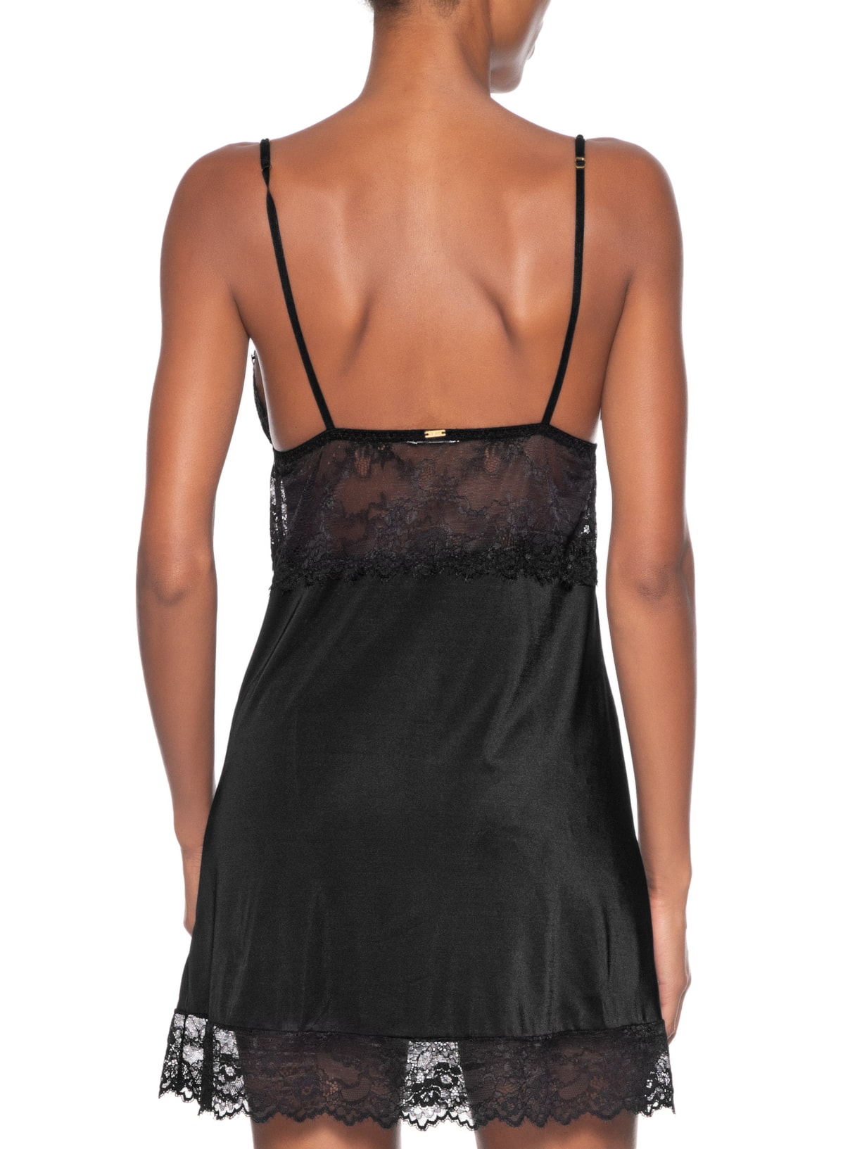 Camisola Alças Finas Em Microfibra E Renda Carmen Preto Hope