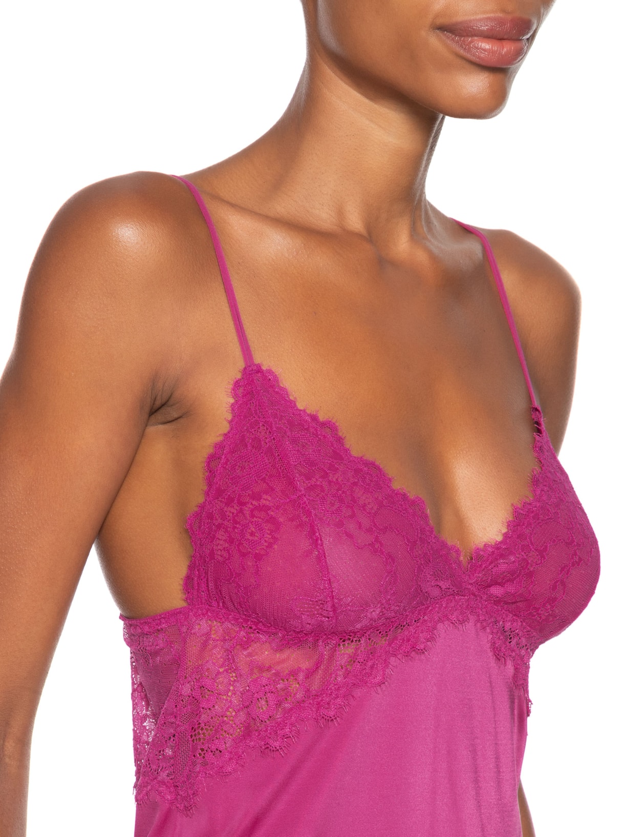 Camisola Alças Finas Em Microfibra E Renda Carmen Rosa Hope