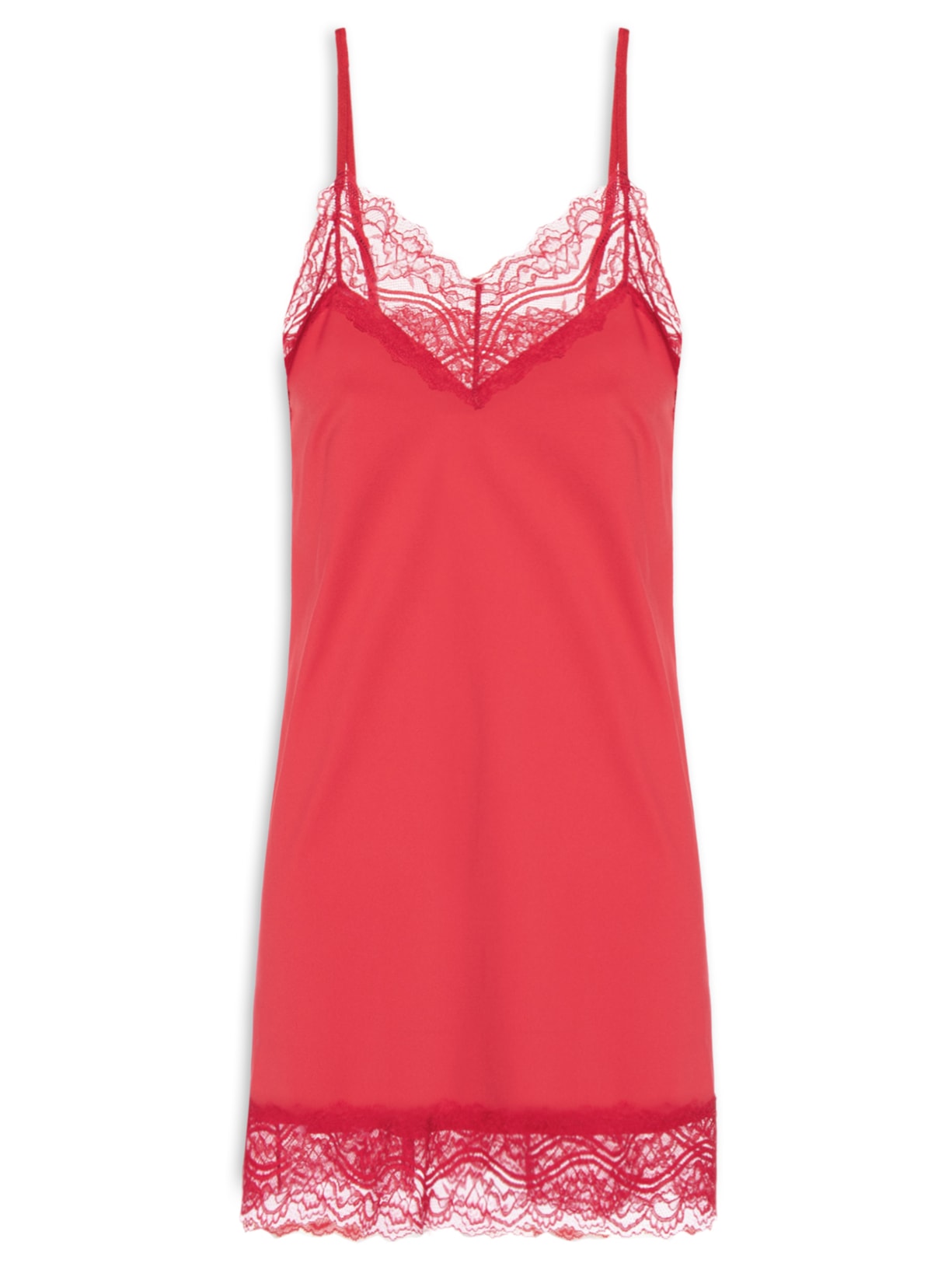 Camisola Alças Finas Em Microfibra E Renda Love Stories Vermelho Hope