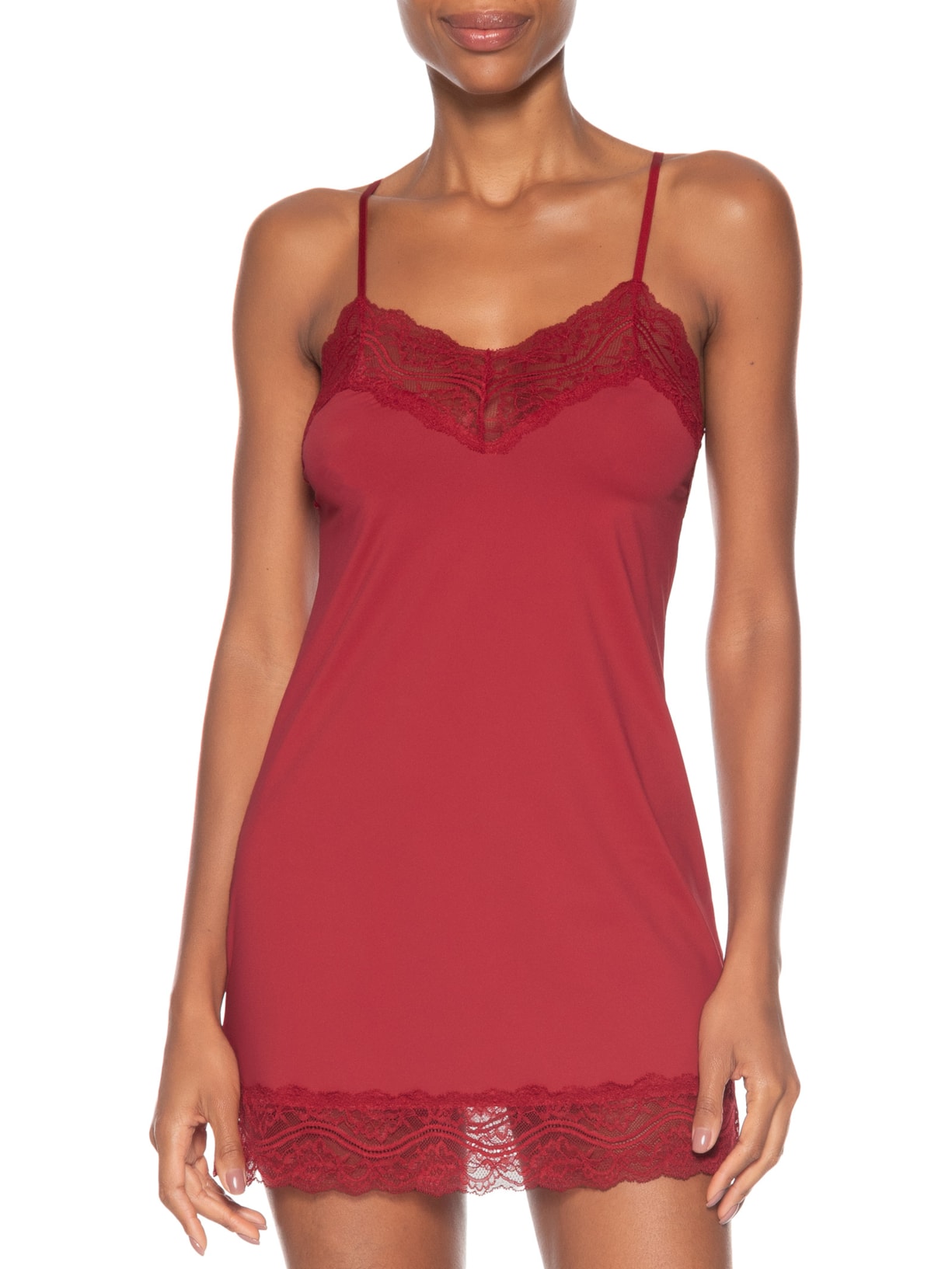 Camisola Alças Finas Em Renda E Microfibra Love Stories Vermelho Hope