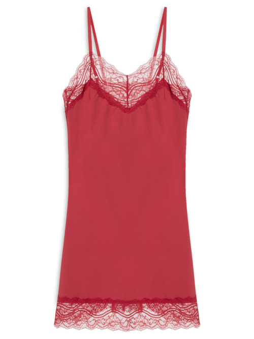 Camisola Alças Finas Em Renda E Microfibra Love Stories - Vermelho