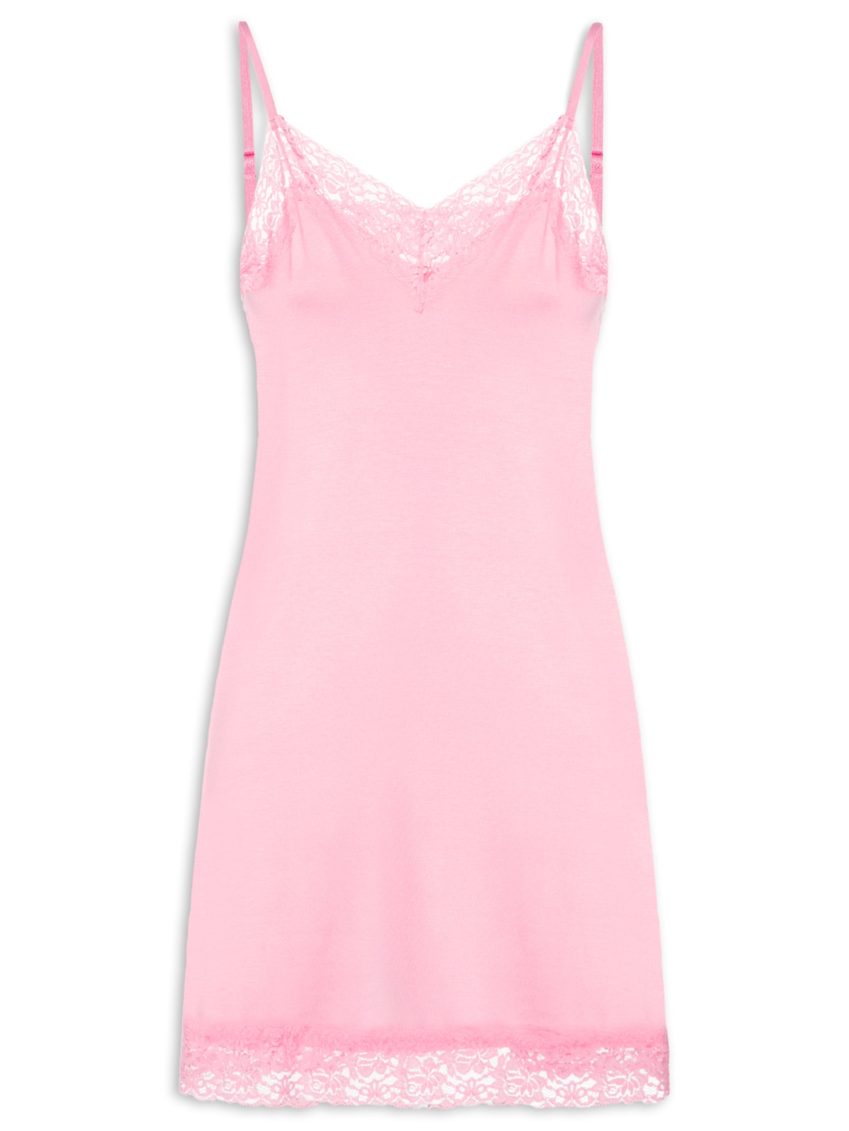 Camisola Alças Finas em Viscose e Renda Happy - Rosa