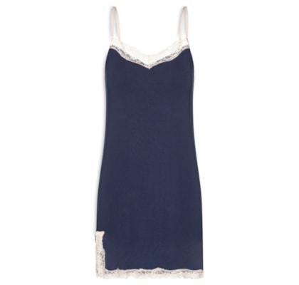 Camisola Alças Finas Em Viscose e Renda Moon - Azul