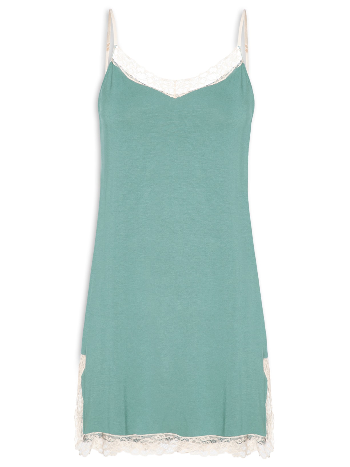 Camisola Alças Finas Em Viscose E Renda Moon - Verde