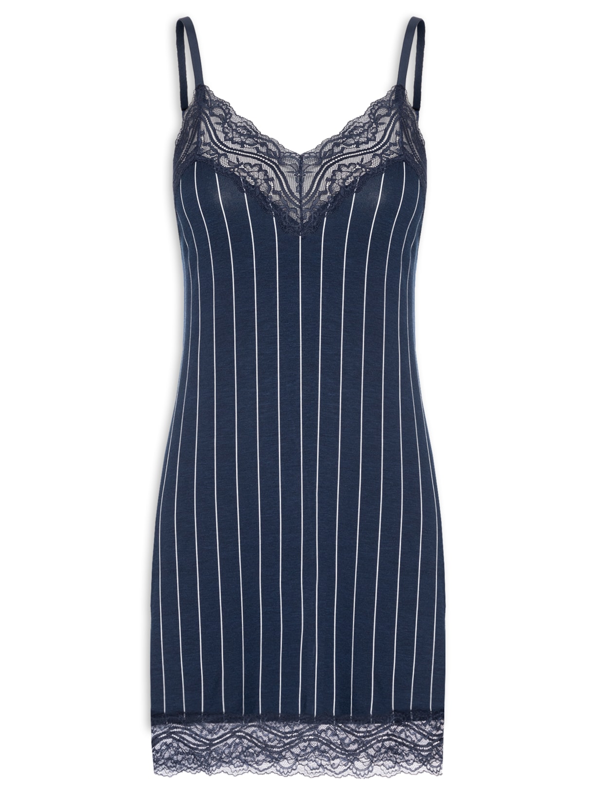 Camisola Alças Finas Em Viscose Estampada E Renda Loves Stories - Azul