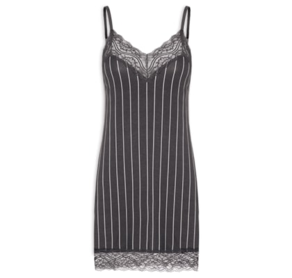 Camisola Alças Finas Em Viscose Estampada E Renda Loves Stories - Cinza