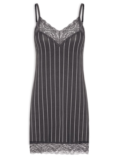 Camisola Alças Finas Em Viscose Estampada E Renda Loves Stories - Cinza