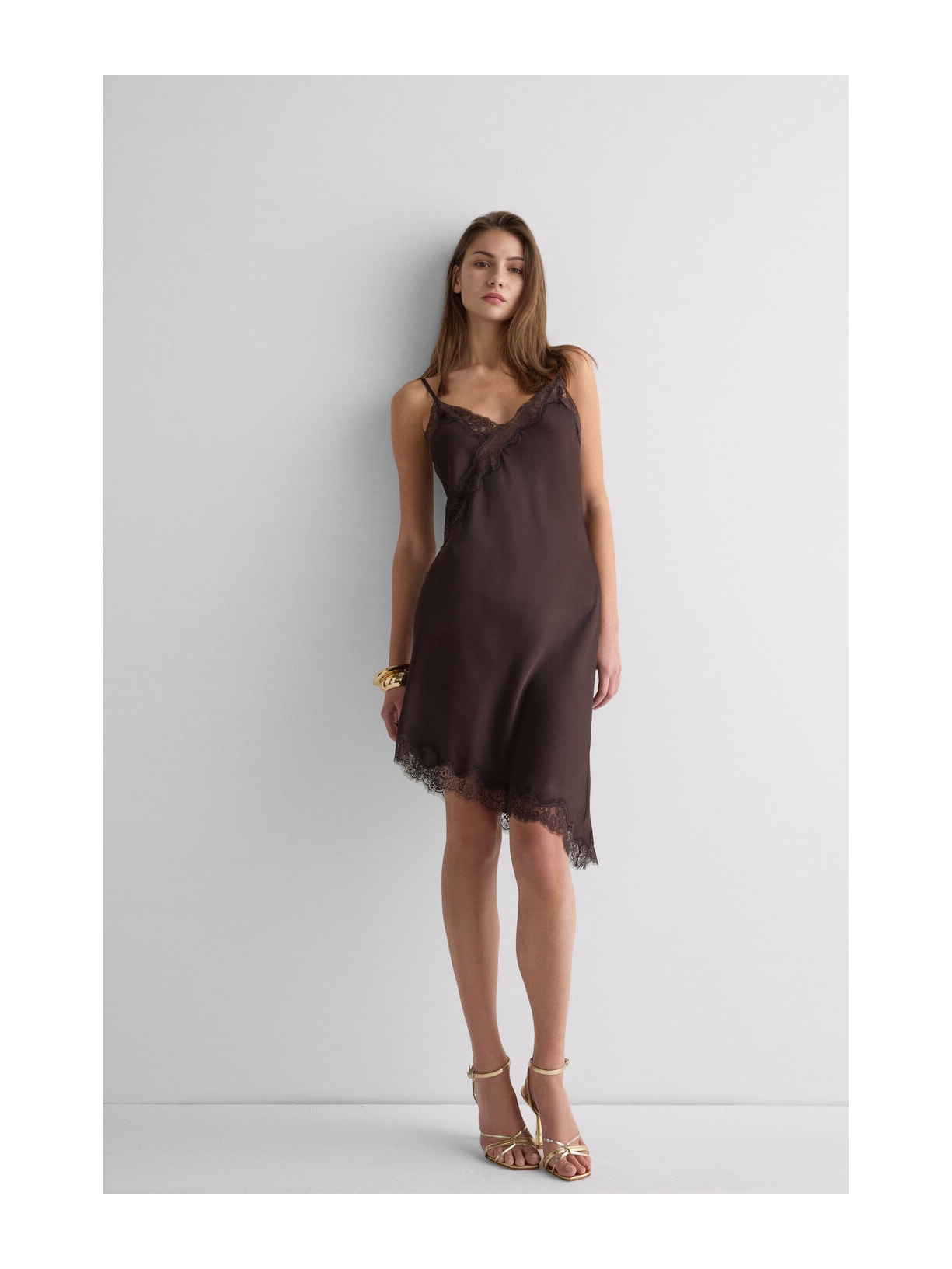 Camisola Assimétrica Em Viscose e Renda Moka Intimissimi
