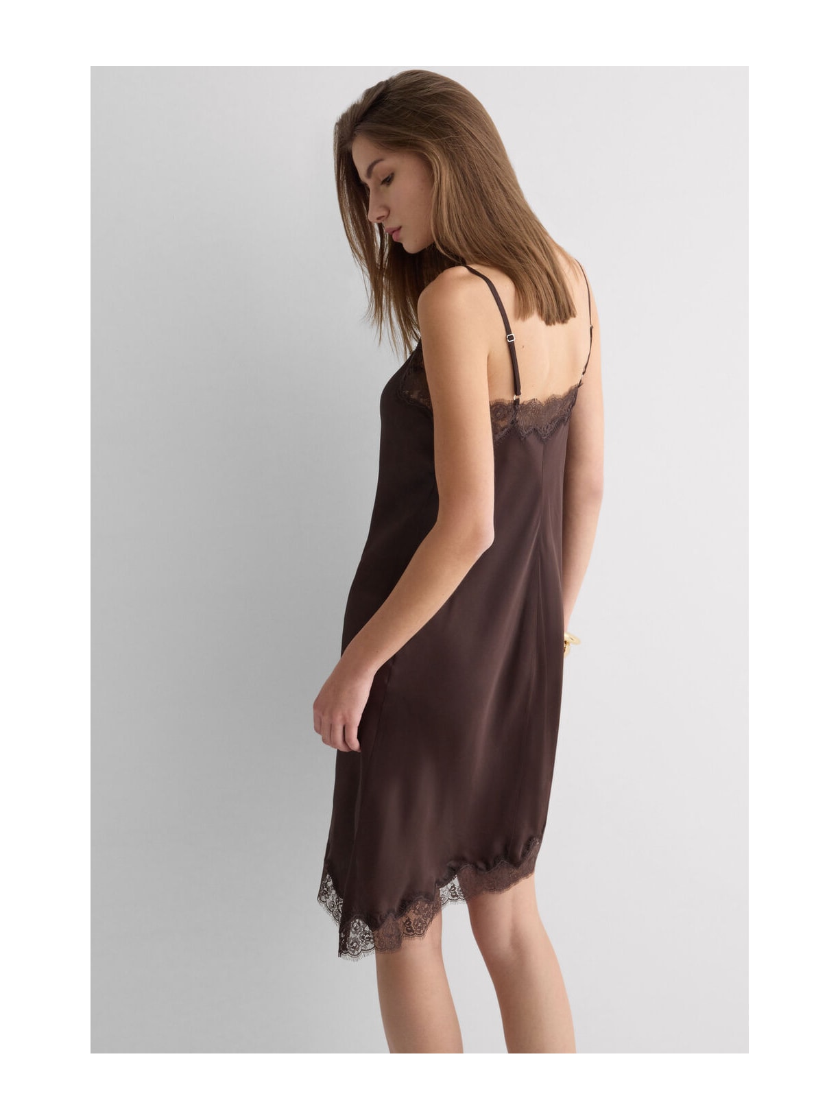Camisola Assimétrica Em Viscose e Renda Moka Intimissimi