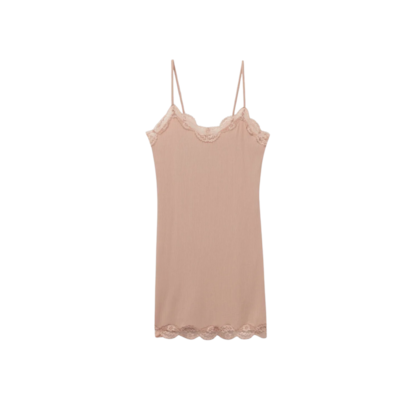 Camisola Canelada Em Viscose e Renda Your Every Wear - Bege