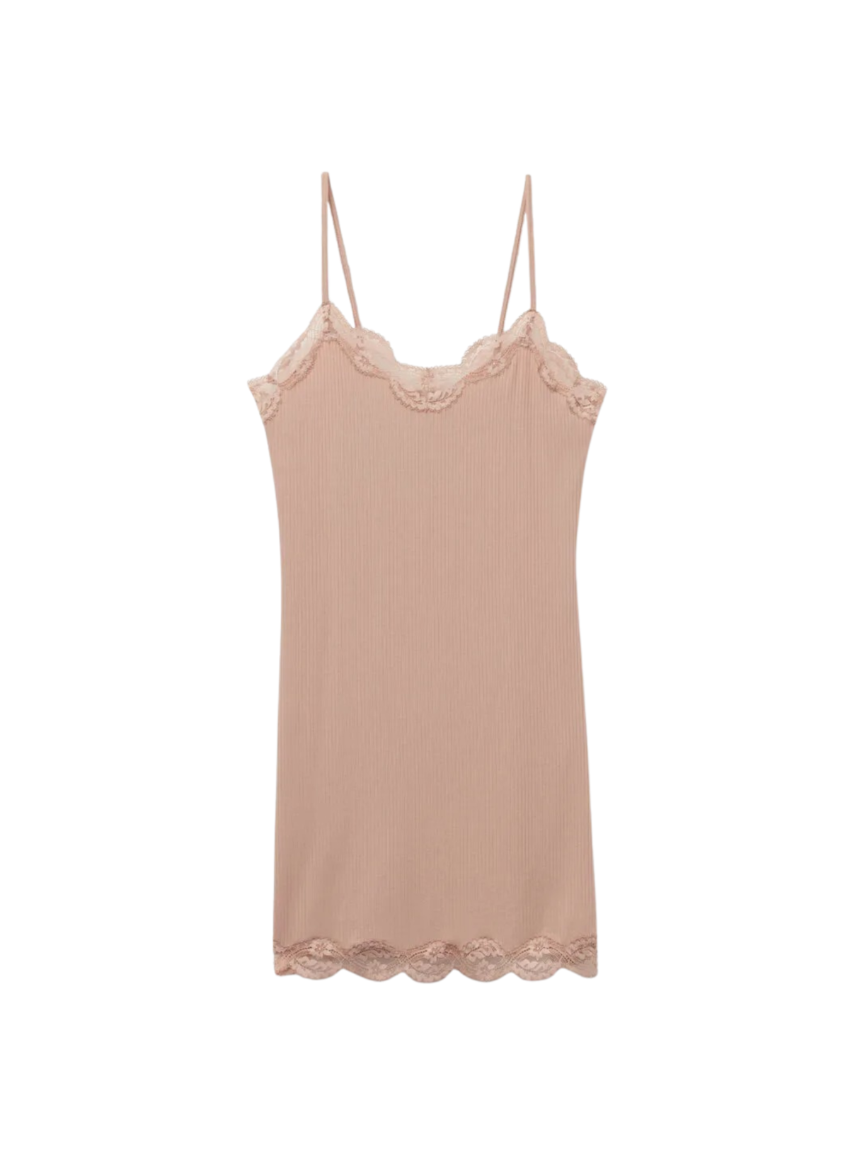 Camisola Canelada Em Viscose e Renda Your Every Wear - Bege