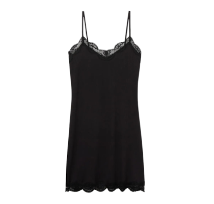 Camisola Canelada Em Viscose e Rendayour Everyday Wear - Preto