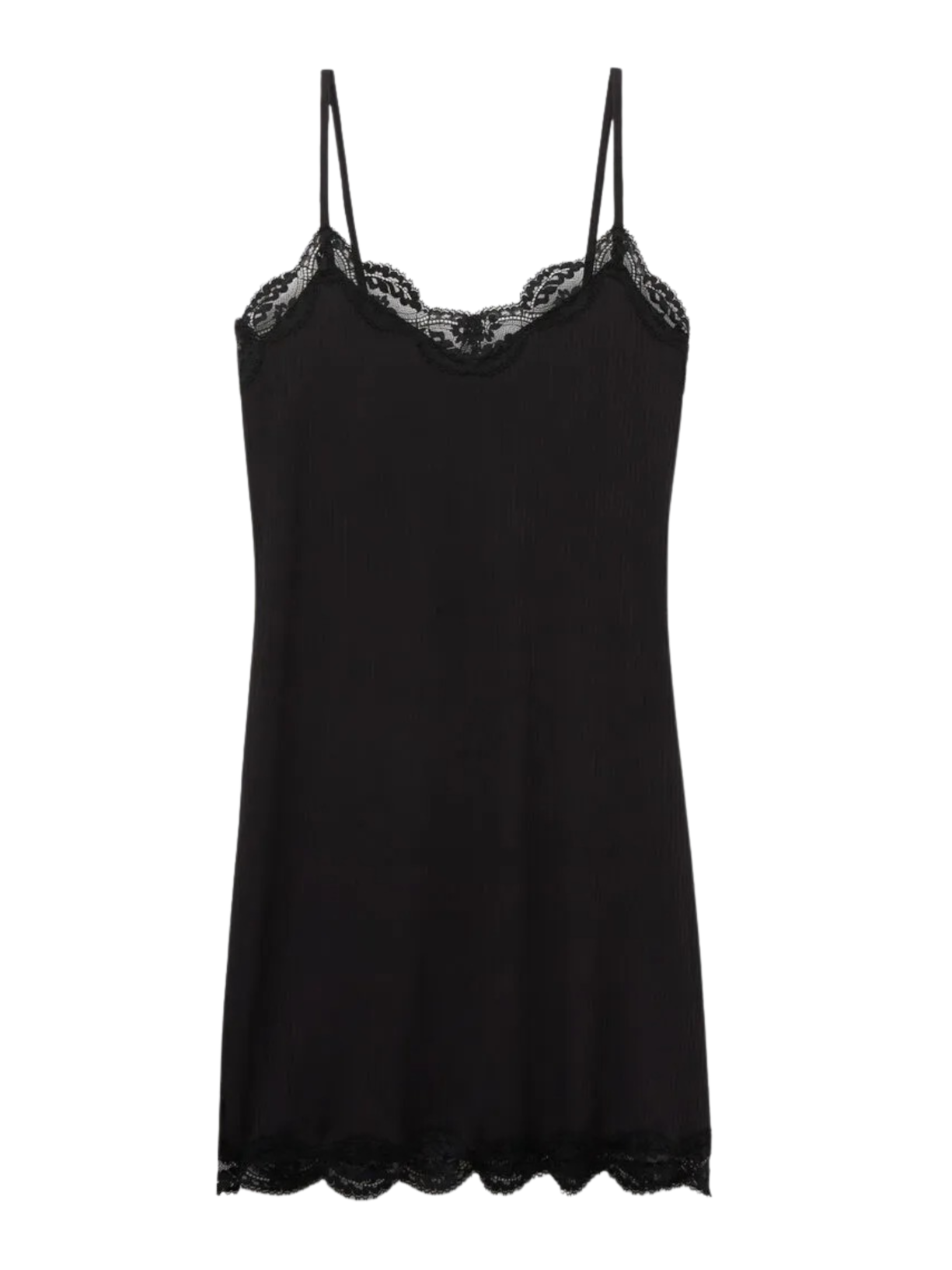 Camisola Canelada Em Viscose e Rendayour Everyday Wear - Preto