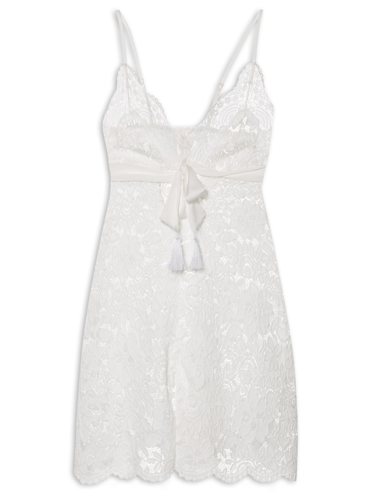 Camisola Curta Alça Renda Marriage - Branco