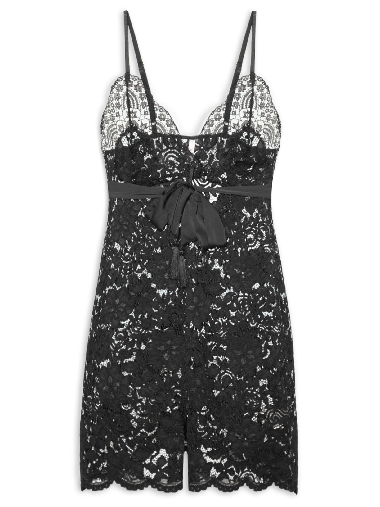 Camisola Curta Alça Renda Marriage - Preto