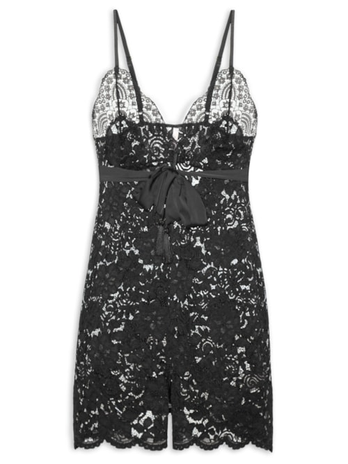 Camisola Curta Alça Renda Marriage - Preto