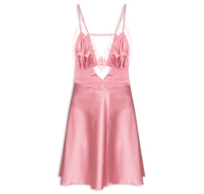 Camisola Curta Cetim Gabriela - Rosa