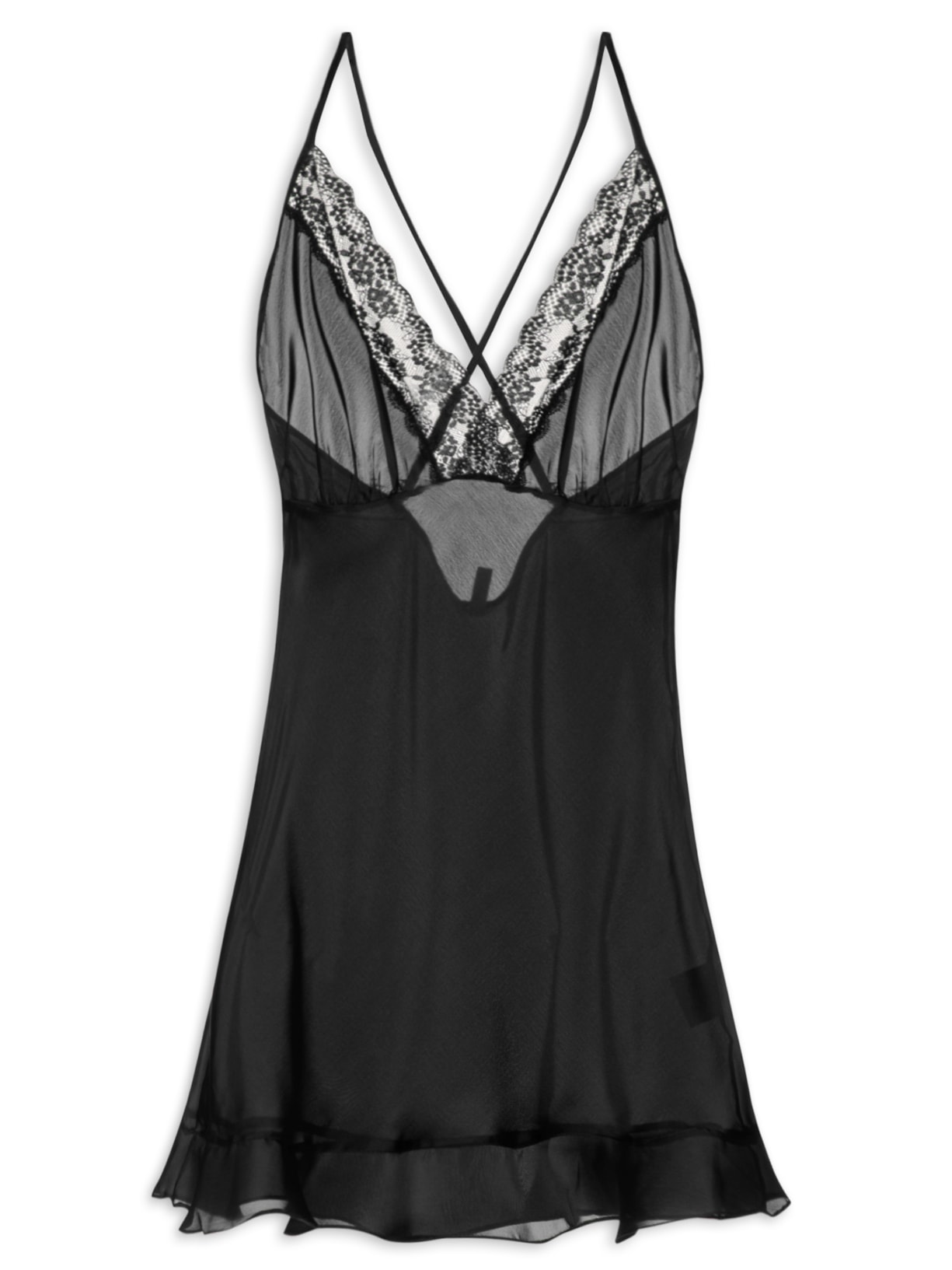 Camisola Curta Cetim Tahiti - Preto