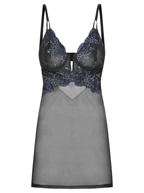 Camisola Curta Renda Maja - Preto