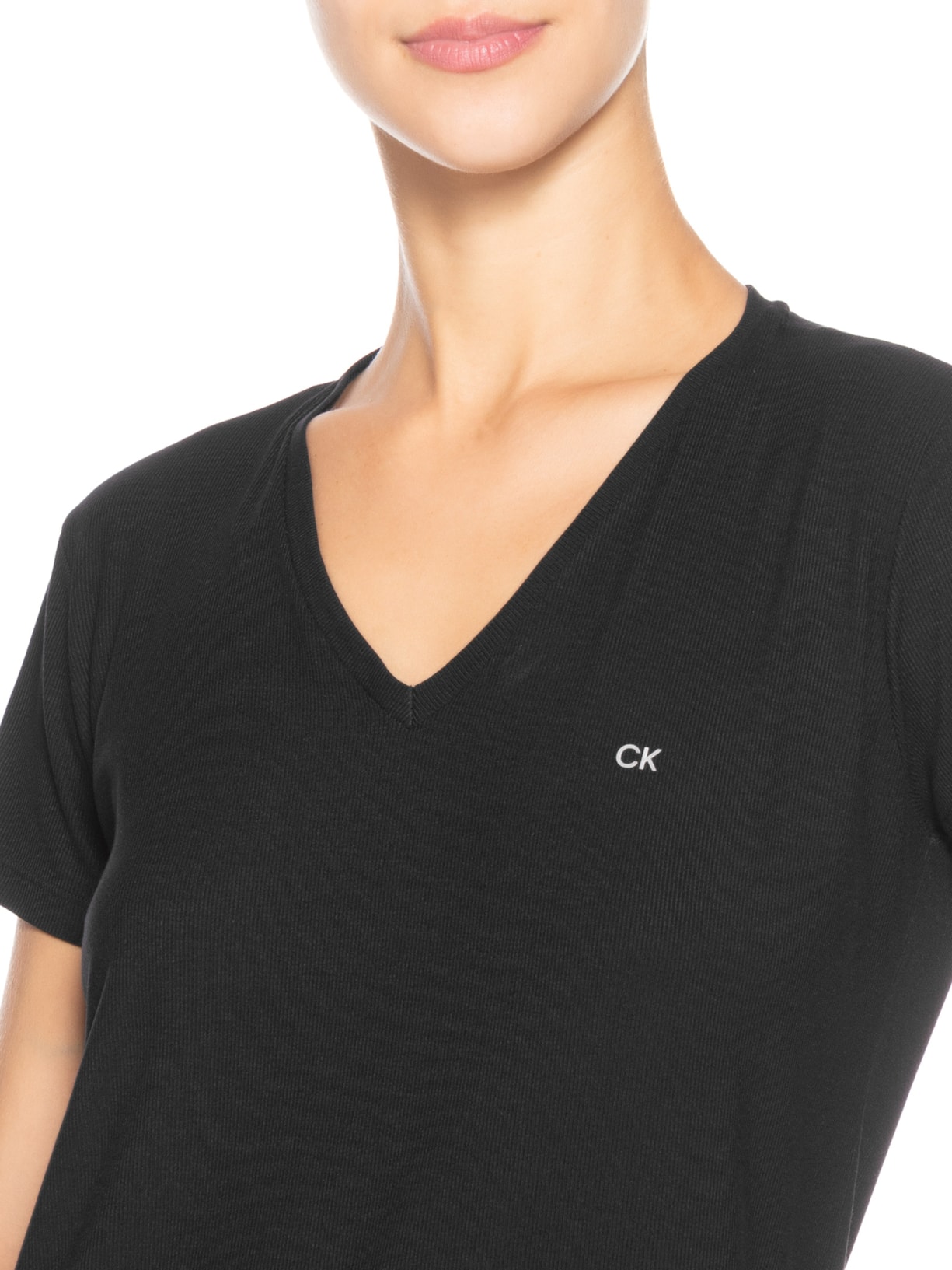 Camisola Curta Viscose Canelada Preto Calvin Klein Underwear