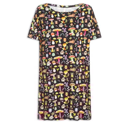 Camisola Curta Viscose Floresta - Preto