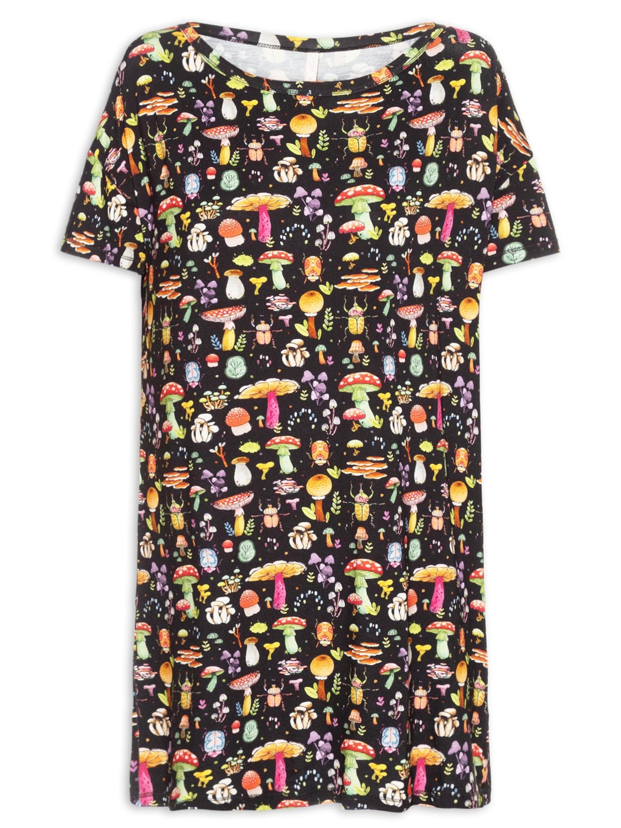 Camisola Curta Viscose Floresta - Preto